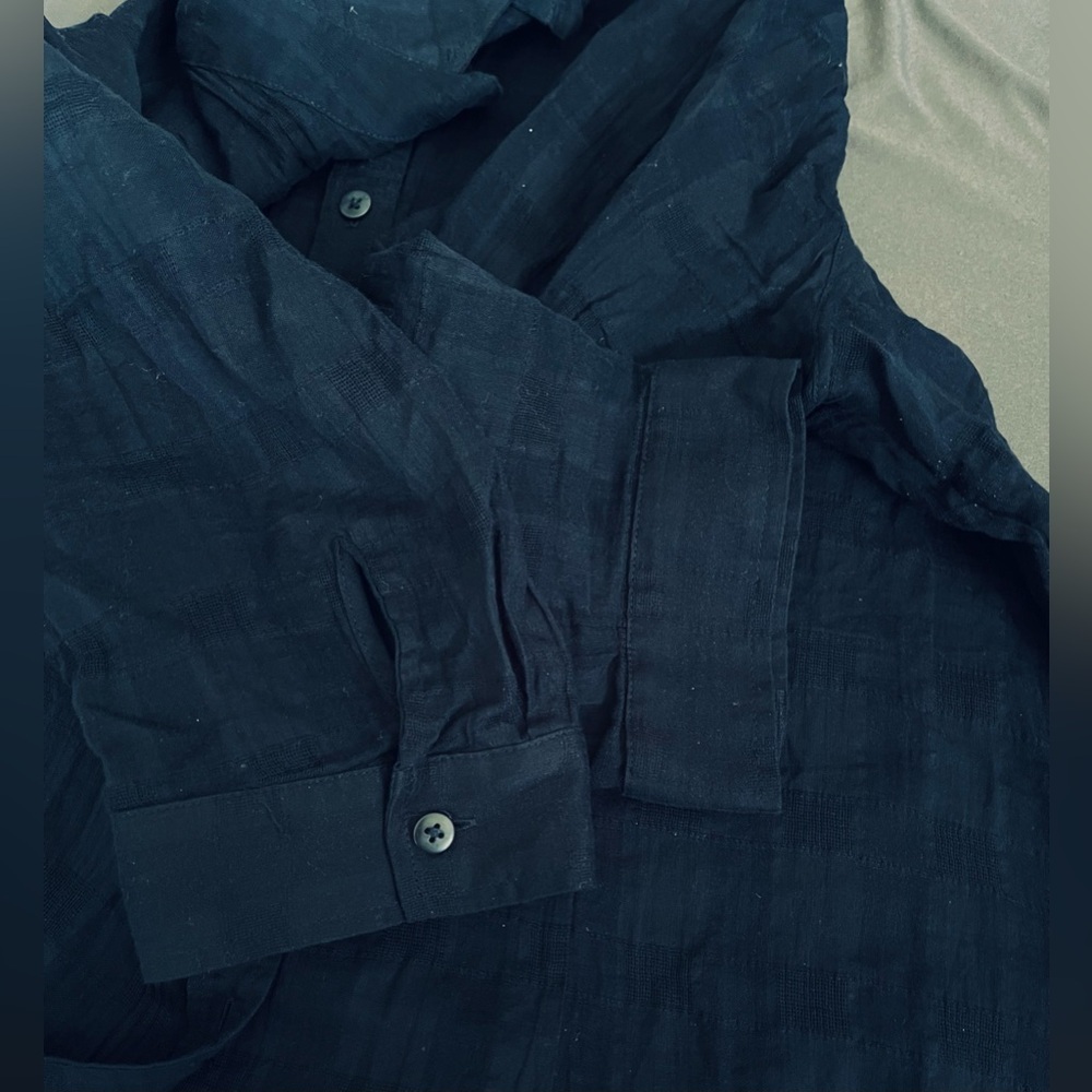 ColdWater Creek Blue Blouse Top, Button Up, 3/4 Length Sleeves; Size XL (16) - Picture 3 of 9